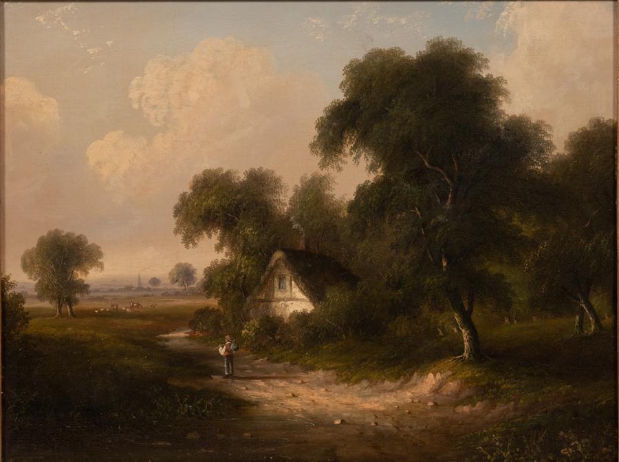 ENGLISH  OIL ON CANVAS ON BOARD 19TH C.  H 17.5" W (1 of 4)