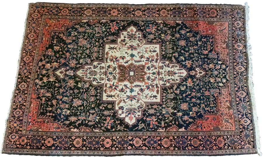 VERY FINE PERSIAN FARAHAN MOHAIR RUG, C. 1900, W 4' (1 of 2)