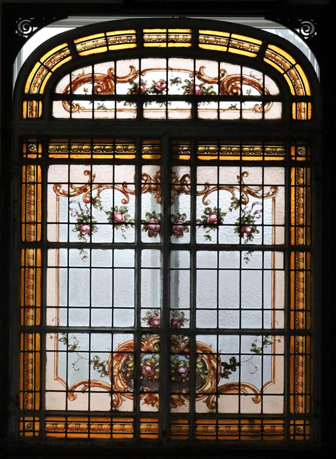 LEADED STAINED AND PAINTED GLASS WINDOW PANES CIRCA (1 of 6)