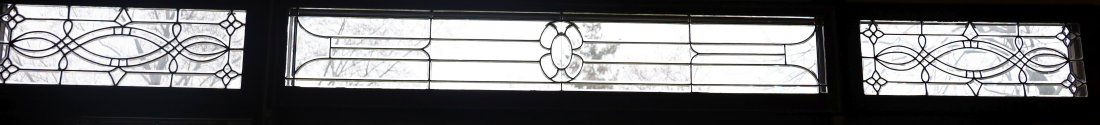 LEADED CLEAR BEVELED GLASS WINDOW PANES, THREE PIECES, (1 of 4)