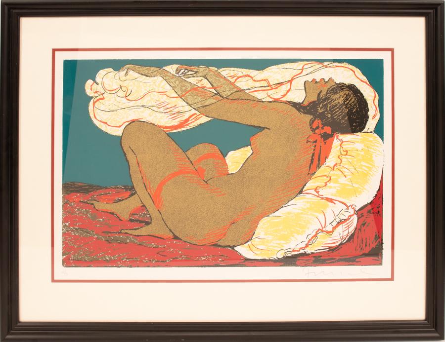 SALVATORE FIUME (ITALIAN, 1915–1997), SERIGRAPHS IN: SALVATORE FIUME (ITALIAN, 1915–1997), SERIGRAPHS IN COLORS, ON WOVE PAPER, 3, H 9.5-25.5" W 13-22" RECLINING NUDE; UNTITLED ABSTRACT; THREE NUDES Each signed in pencil in the lower right, the Reclin