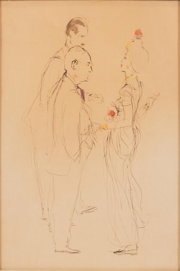 VERTES, INK & PENCIL ON PAPER, H 16", W 11", "CONSUELA (1 of 2)