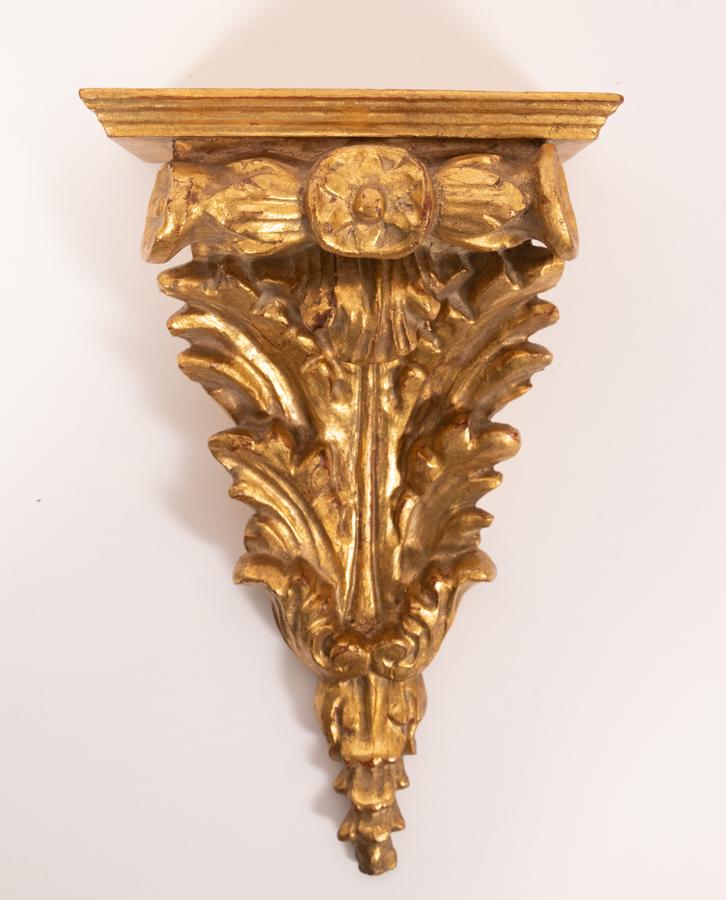 ITALIAN GILT GESSO & WOOD WALL SHELF, H 9.75", W 6" (1 of 3)