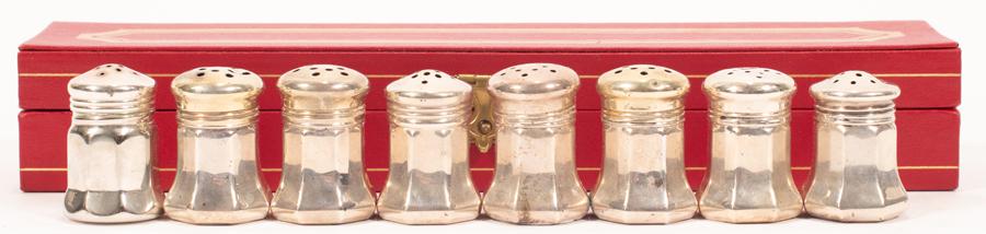 CARTIER STERLING SILVER SALT & PEPPERS, 8 PCS, H 1.5", (1 of 3)