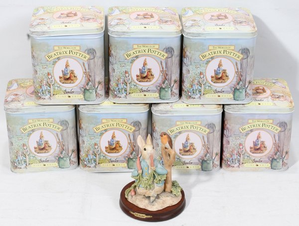 'BEATRIX POTTER' FIGURES, EIGHT, C. 1990, : 'BEATRIX POTTER' FIGURES, EIGHT, C. 1990, LIMITED EDITION, BORDER FINE ARTS:Made by Border Fine Arts, including "Mrs. Tiggiewinkle, the Washerwoman", "Hunca Munca and Babies", "Benjamin Bunny", "The O