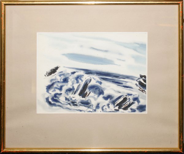 PAUL PETERS (AMER. B 1943) WATERCOLOR, SEASCAPE: PAUL PETERS (AMER. B 1943), WATERCOLOR, SEASCAPE, 9" X 11":matted under glass; gilt wood frame;