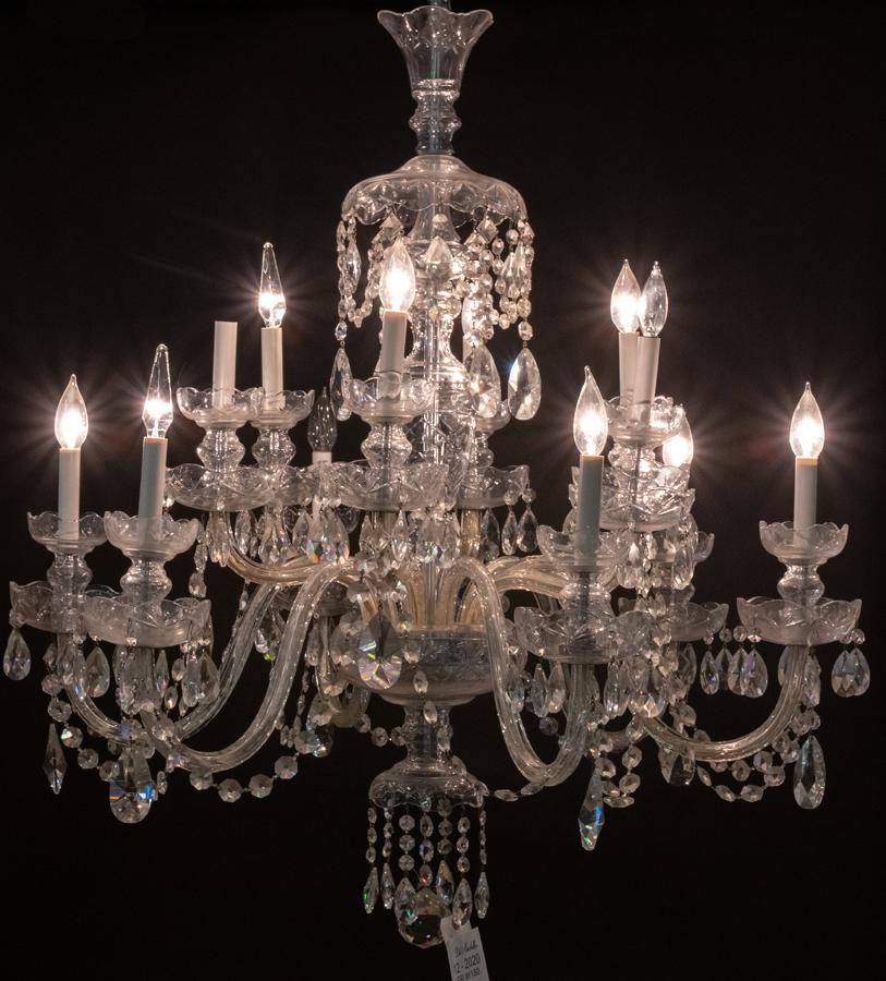LOUIS XV STYLE TWO TIER 12 LIGHT CRYSTAL CHANDELIER, (1 of 4)