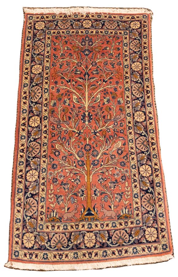 PERSIAN TABRIZ  HAND WOVEN WOOL RUG H 4'8" W 2'4" (1 of 3)