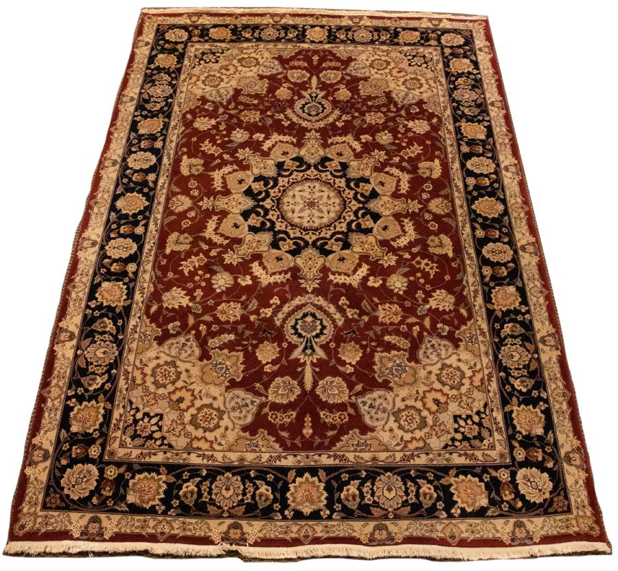 PERSIAN WOOL & SILK RUG, C. 2000, W 5' 10", L 9' (1 of 3)