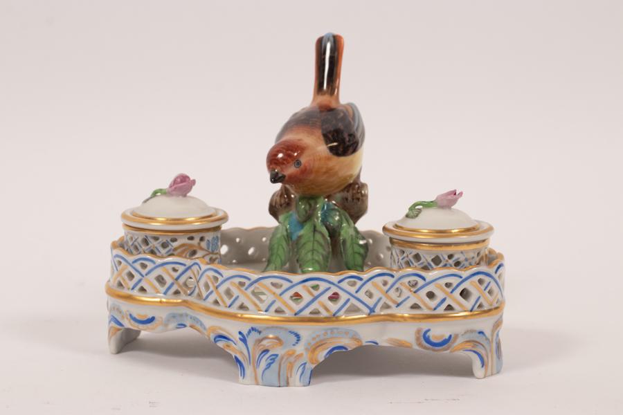 HEREND PORCELAIN INK STAND H 5" L 5.5" (1 of 6)
