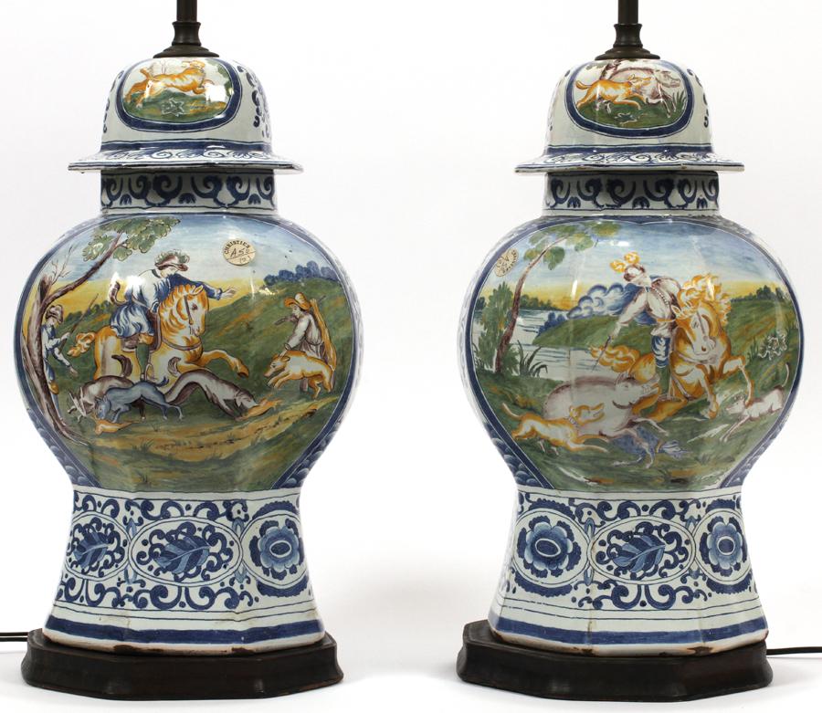 DUTCH POTTERY VASES, AS LAMPS H 15" -28" (1 of 5)