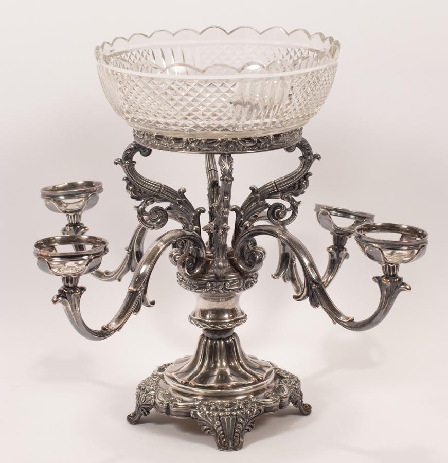 ENGLISH SHEFFIELD PLATE EPERGNE FRAME H 16" DIA 20" (1 of 10)