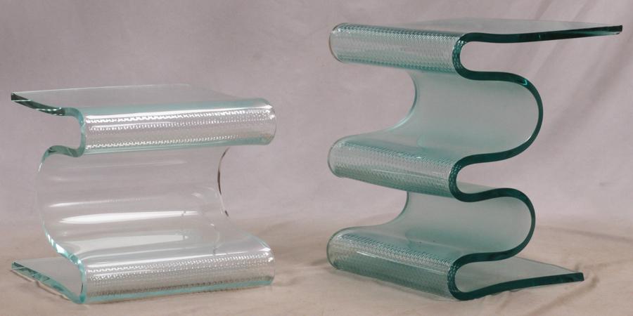 LAUREL FYFE ART GLASS PEDESTALS, 2 PCS, H 15"-12" (1 of 5)