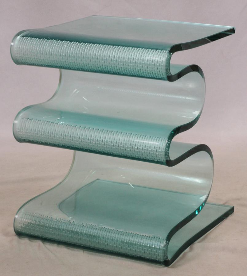 LAUREL FYFE ART GLASS END TABLE, H 21", W 17" (1 of 4)