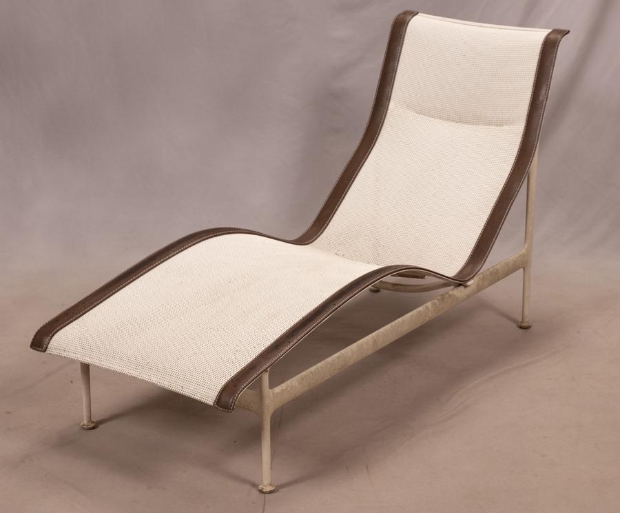 RICHARD SCHULTZ (1926-) LEATHER, WOOD, AND METAL CHAISE (1 of 7)