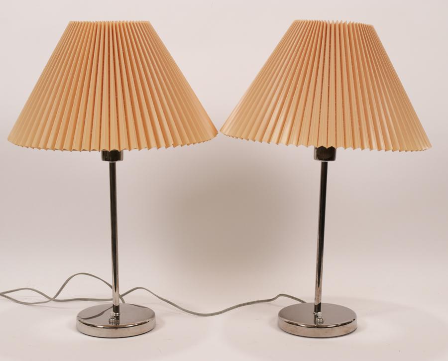 NESSEN STUDIOS, CHROME TABLE LAMPS, PAIR H 22" (1 of 13)