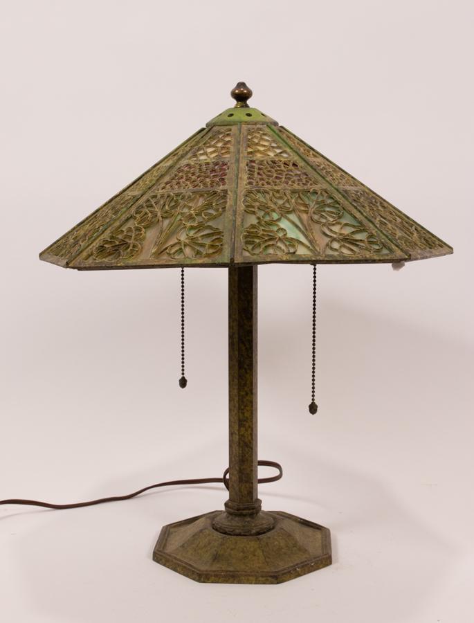 BRADLEY AND HUBBARD ART DECO GLASS AND PATINATED METAL (1 of 6)