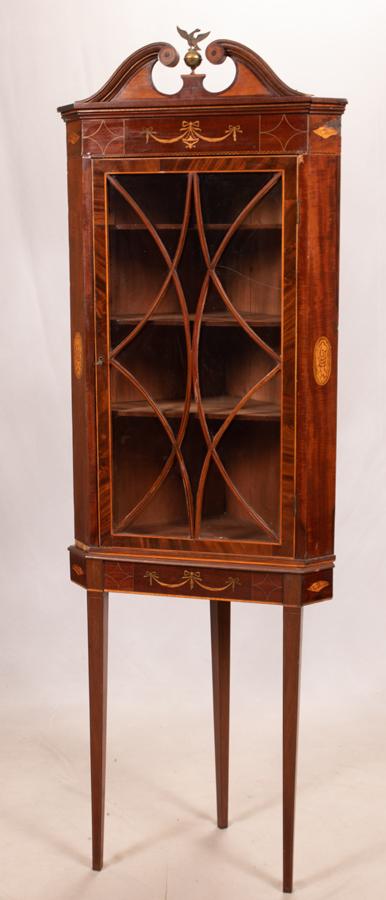 FEDERAL STYLE MAHOGANY CORNER CABINET H 80" W 24" D 16" (1 of 13)