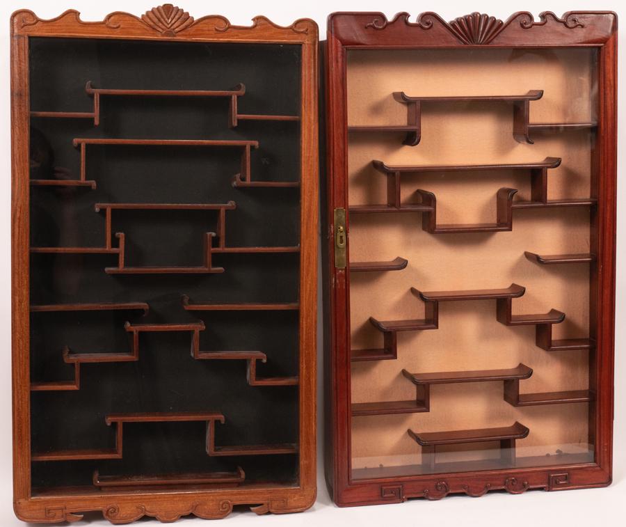 CHINESE ROSEWOOD WALL CABINETS, PAIR, H 34", W 20" (1 of 8)