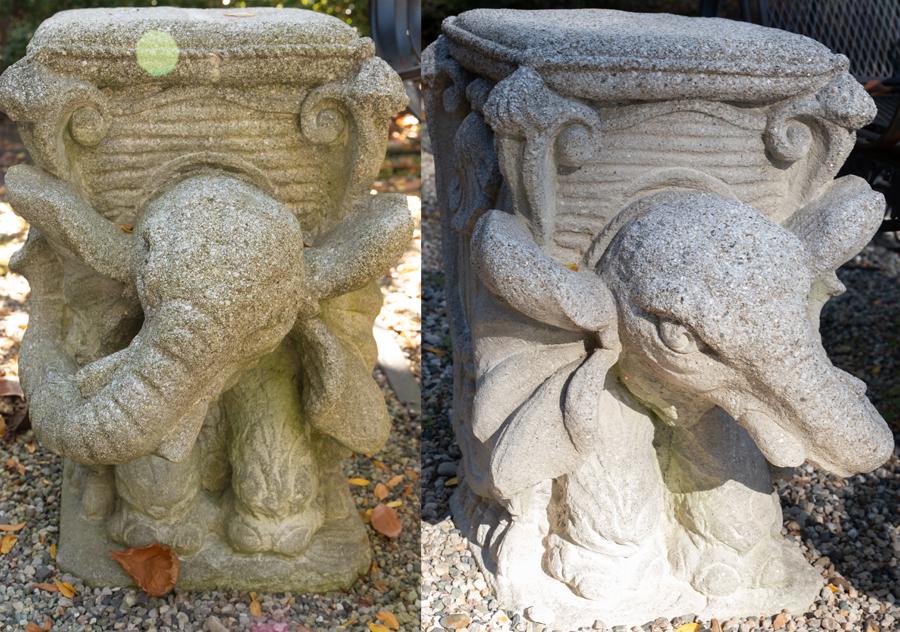 CEMENT ELEPHANT GARDEN SEATS, PAIR, H 19", W 13" (1 of 1)