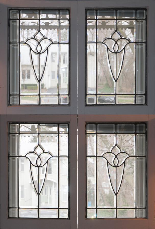 BEVEL LEADED CLEAR GLASS WINDOW PANES, GROUP OF FOUR, H (1 of 7)