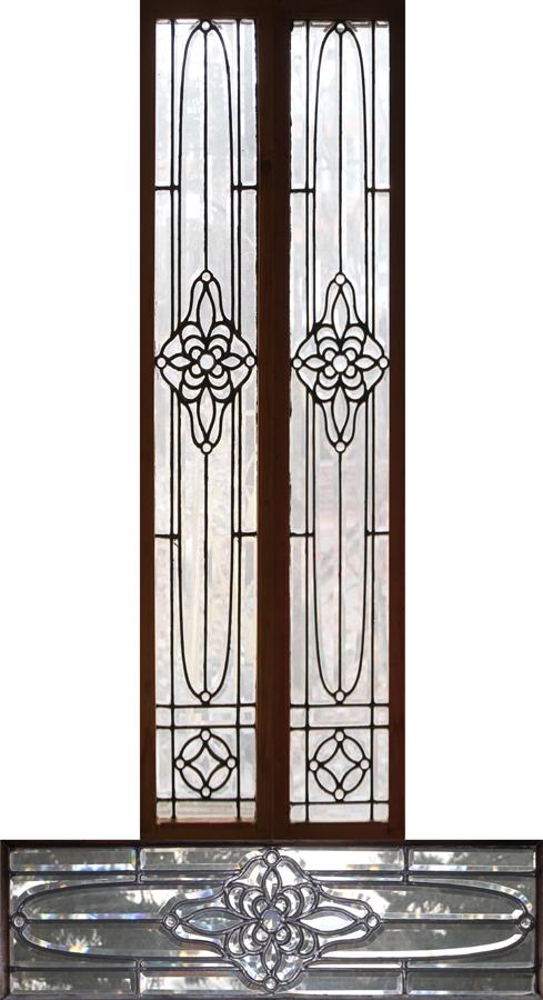 BEVELED CLEAR GLASS WINDOW PANES AND TRANSOM, GROUP OF (1 of 15)