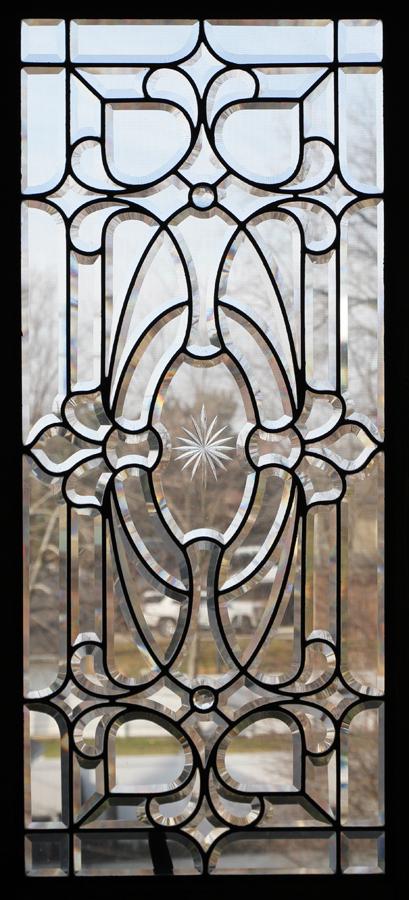 BEVEL LEADED CLEAR GLASS WINDOW PANE H 49.5" W 23.5" (1 of 4)