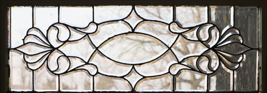 BEVEL LEADED CLEAR GLASS WINDOW PANE H 15" W 42" (1 of 3)