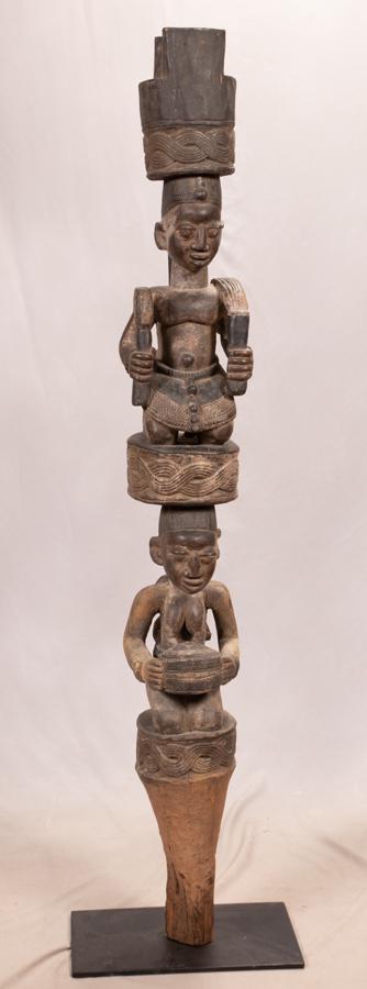 YORUBA,  NIGERIA, AFRICAN CARVED WOOD HOUSE POST H 75" (1 of 7)