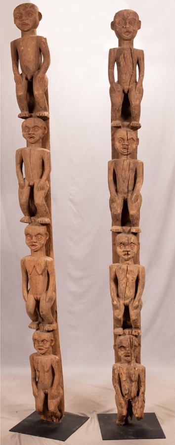 AFRICAN, BANGWA, CAMEROON, CARVED WOOD HOUSE POSTS PAIR (1 of 20)