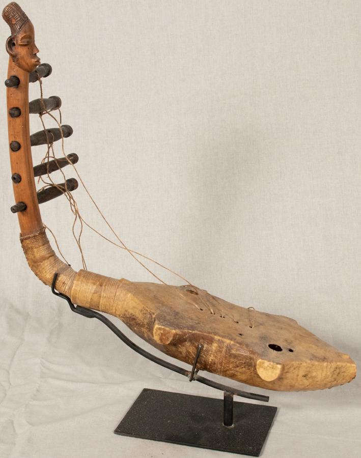 ZANDE, CONGO, AFRICAN, WOOD AND STRING, HARP H 17" L (1 of 3)