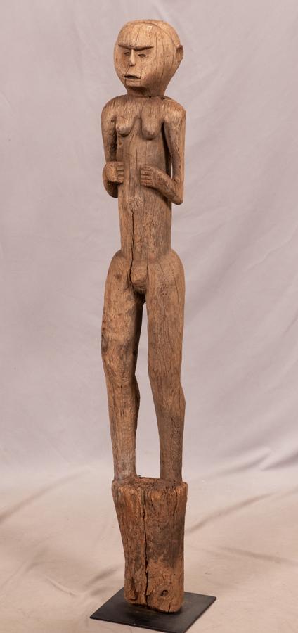 BONGO, SUDAN, CARVED WOOD GRAVE FIGURE H 52" W 8" D 5" (1 of 7)