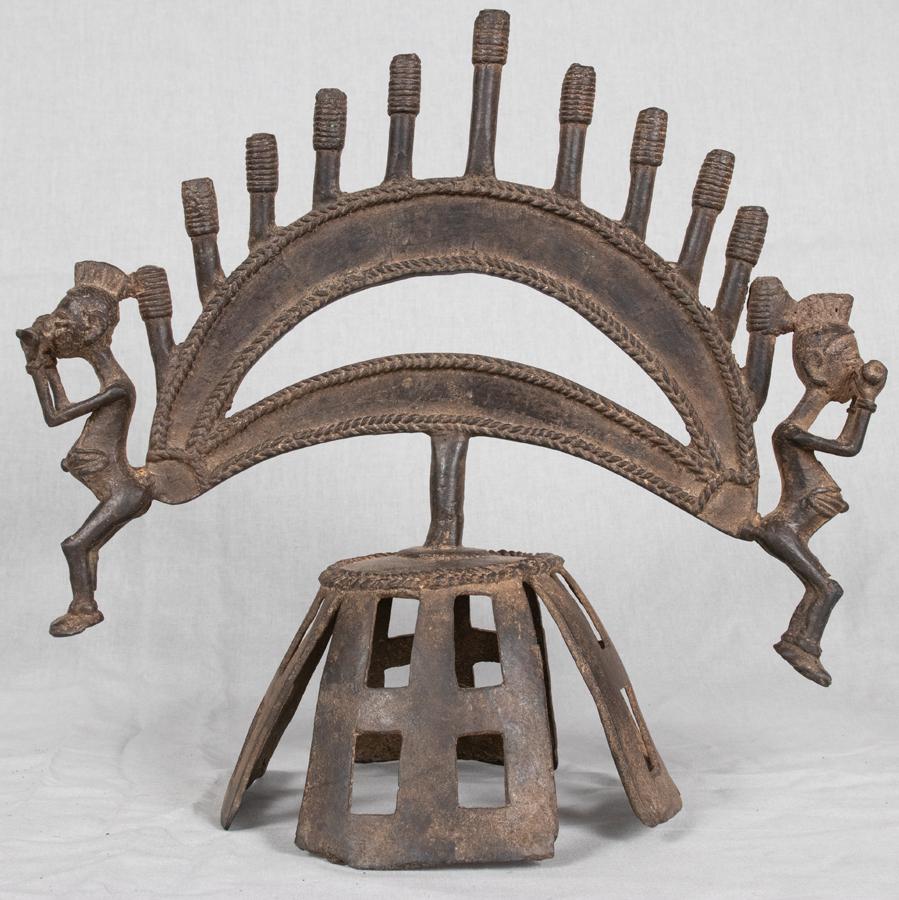 BENIN IRON FORGED CANDELABRA H 13" W 13" (1 of 3)