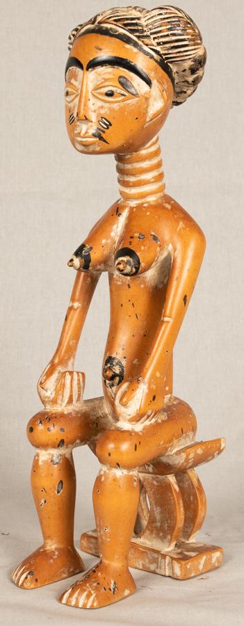 AFRICAN CARVED WOOD SEATED FEMALE FIGURE 20TH.C. H (1 of 3)