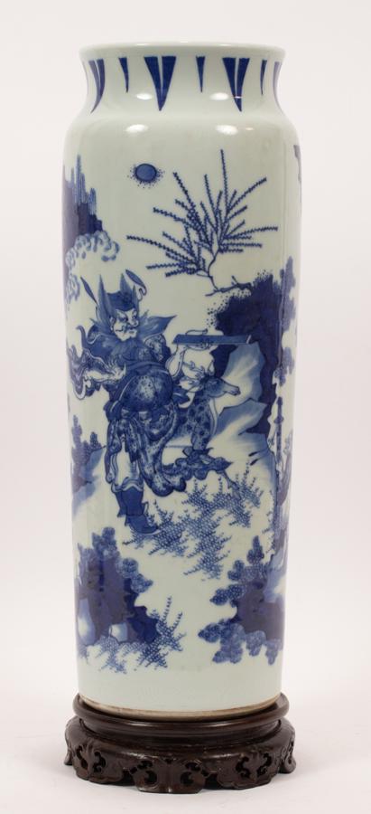 CHINESE BLUE & WHITE PORCELAIN VASE, H 17.25", DIA 6" (1 of 10)