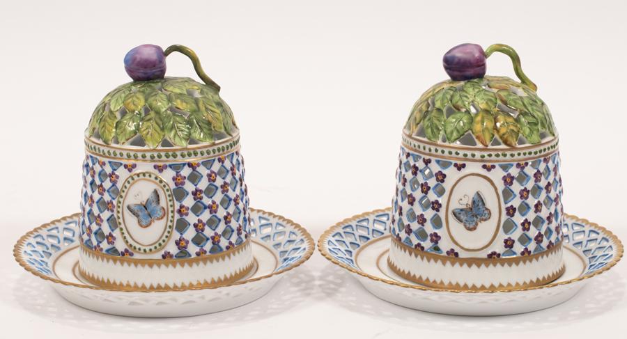 ANNA WEATHERLY DESIGNS PORCELAIN CHEESE DOMES, 2 SETS, (1 of 15)