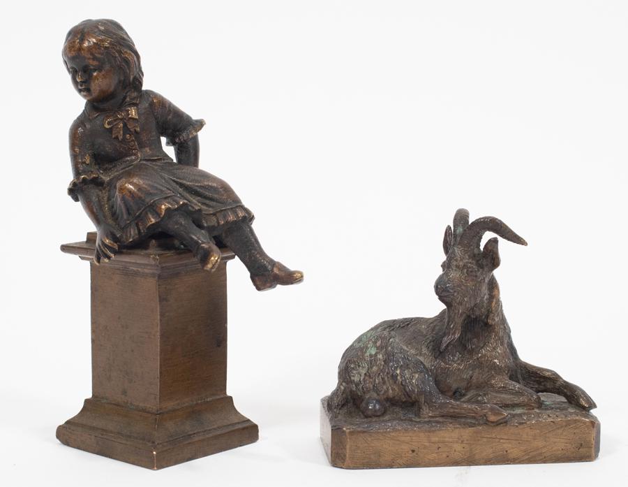 MINIATURE BRONZE SCULPTURES, 2 PCS, H 2"-3.5" (1 of 7)