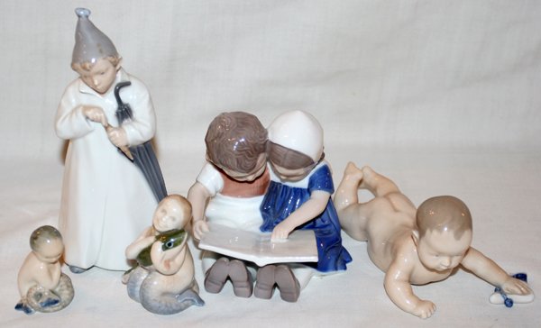 ROYAL COPENHAGEN FIGURINES, READING CHILDREN,