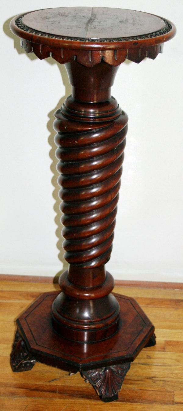 MAHOGANY PLANT STAND, H 38", W 18"