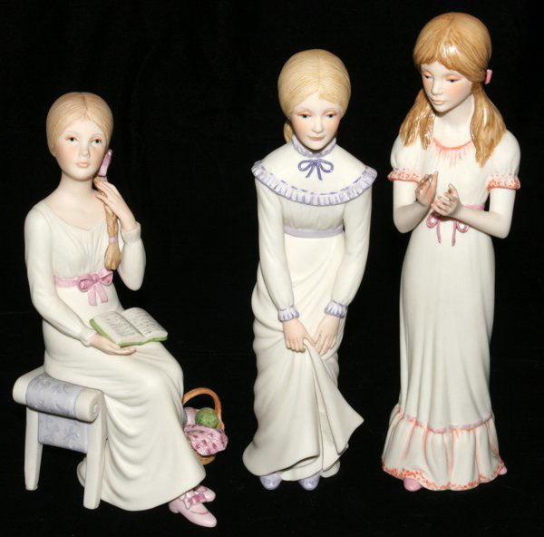 CYBIS 'CHILDREN'S HOUR' BISQUE FIGURES, THREE,: CYBIS 'CHILDREN'S HOUR' BISQUE FIGURES, THREE, H 9":Including "Alice", H.8", "Allegra", H.9", and "Edith", H.9 3/4".