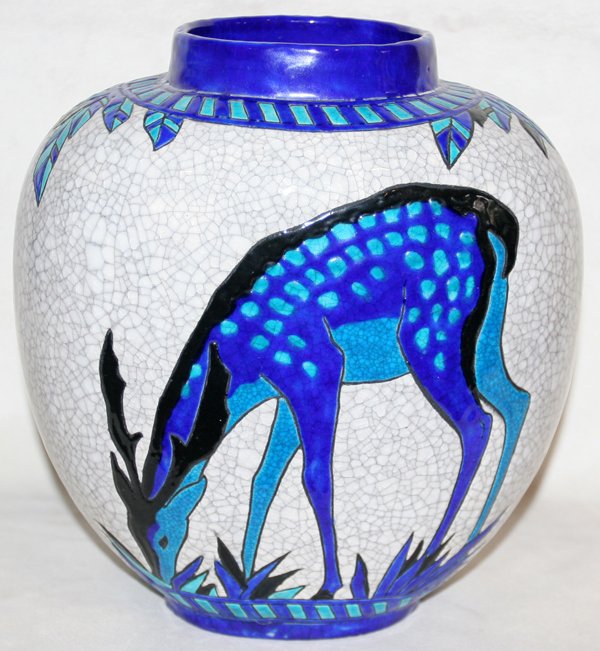 BELGIAN ART DECO POTTERY VASE, BOCH FRERES