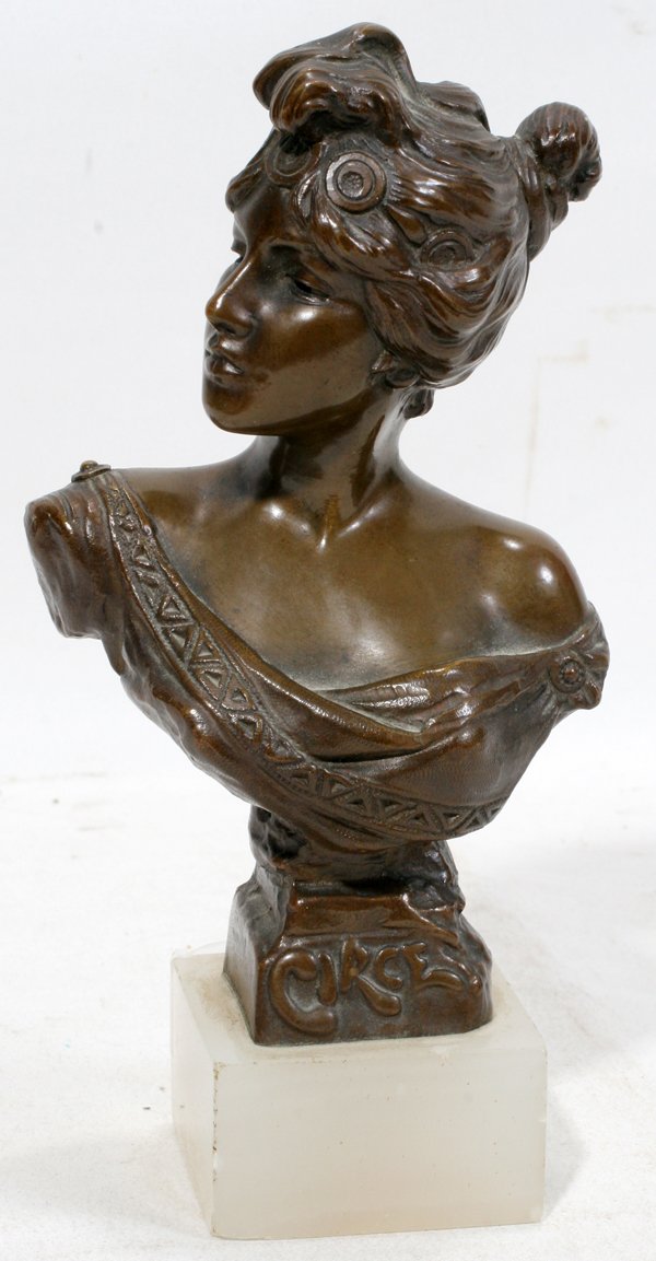 EMMANUELE VILLANIS, BRONZE BUST, H 7", 'CIRCE'