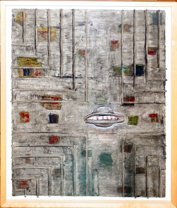 PETER WILLIAMS, OIL ON PAPER, 33" X 26", 'UFO': PETER WILLIAMS, OIL ON PAPER, 33" X 26", 'UFO':Under glass, framed. Peter Williams, American, born 1934.
