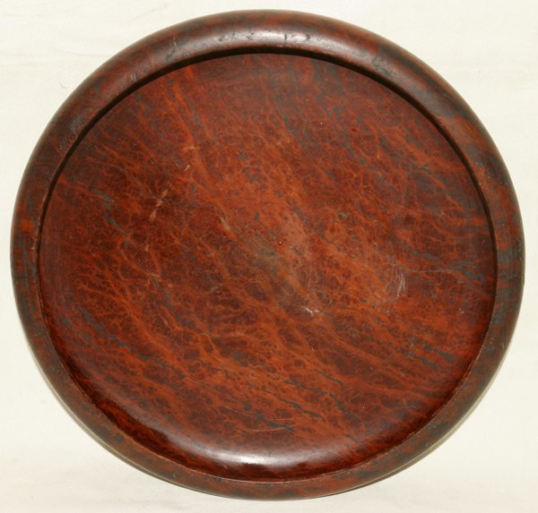 BURL WOOD PLATE, C. 1910, DIA 12": BURL WOOD PLATE, C. 1910, DIA 12":Round with inverted sides. Single piece of wood. From the Estate of Mary McSherry Ward, Bloomfield Hills, Mi.