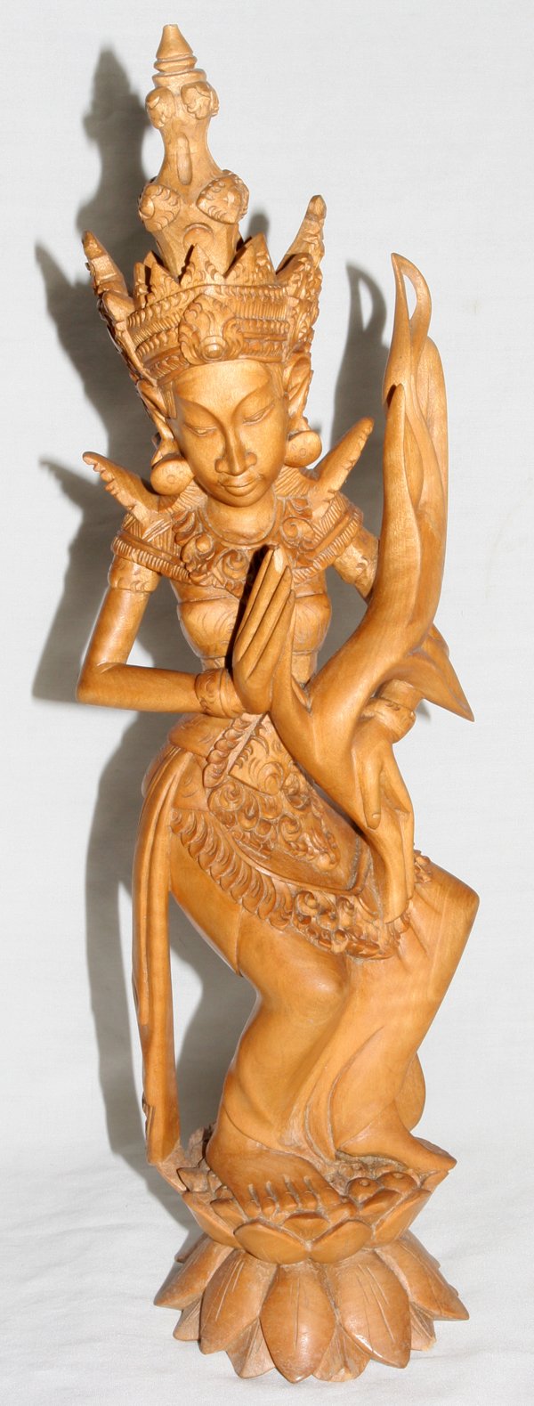 BALINESE CARVED WOOD FIGURE, H 15": BALINESE CARVED WOOD FIGURE, H 15":