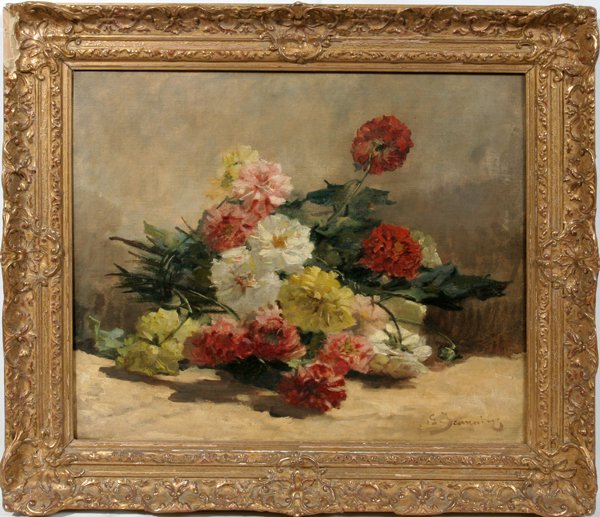 ITALIAN SCHOOL OIL ON CANVAS, CARNATIONS