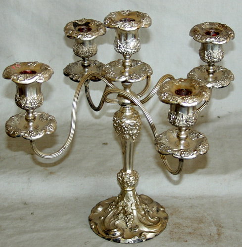 SUPERIOR CO., SILVER PLATE VICTORIAN CANDELABRA