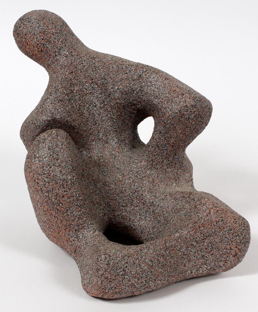 DONN ENGER (AMER. 20TH C), PLASTER AND STONE SCULPTURE,: DONN ENGER (AMER. 20TH C), PLASTER AND STONE SCULPTURE, H 8", W 7.5", ABSTRACT FIGUREDepicts a reclining abstract figure made of plaster and stone.