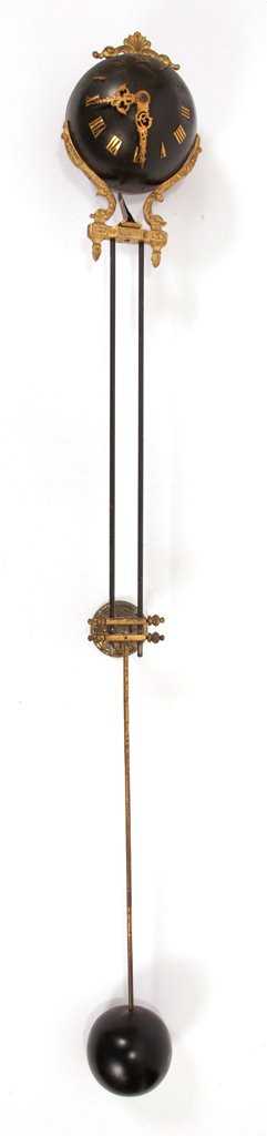 FRENCH SWINGER (MYSTERY) BRONZE AND TIN SWINGER CLOCK: FRENCH SWINGER (MYSTERY) BRONZE AND TIN SWINGER CLOCK MOVEMENT 19TH C. 1 H 35" DIA 4.5" Once used as the clock portion of Auguste Moreau's three piece figural "Mystery" clock set. Works impressed "Par