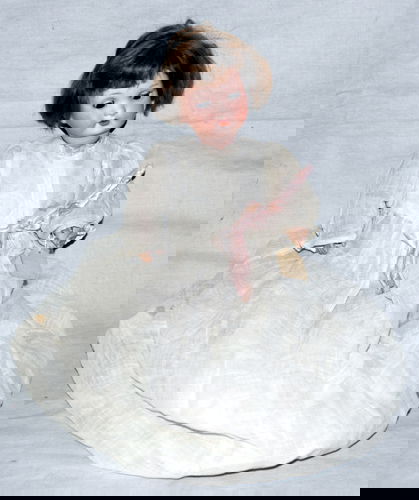 ARMAND MARSEILLE GERMAN BISQUE HEAD DOLL: ARMAND MARSEILLE GERMAN BISQUE HEAD DOLL WITH COMPOSITION BODY C. 1920, L 15":# 985 A410 M.